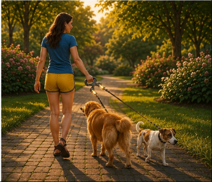 Tutora passeando com dois cães — LinkDog